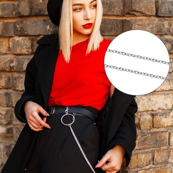 6 Pieces Jeans Pants Chain Belt Goth Multi Layer Decor Heart Butterfly Waist Poc - Picture 4 of 8